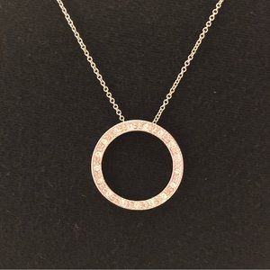 Trifari Rhinestone circle necklace silver tone
